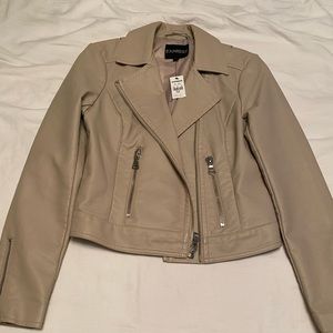NWT  BEIGE EXPRESS LEATHER COAT !!